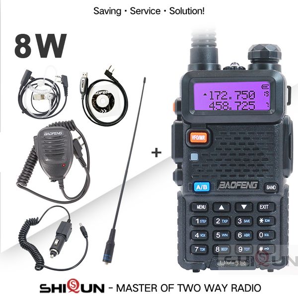 Baofeng UV-5R 8 W haute puissance 8 Watts puissant talkie-walkie longue portée 10 km VHF/UHF double bande Radio bidirectionnelle pofung uv5r chasse