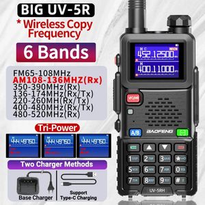 Baofeng UV 5RH 10W Bandas completas Walkie Talkie Copia inalámbrica Frecuencia TypeC Cargador actualizado 5R Transceptor Ham Radio bidireccional 240229