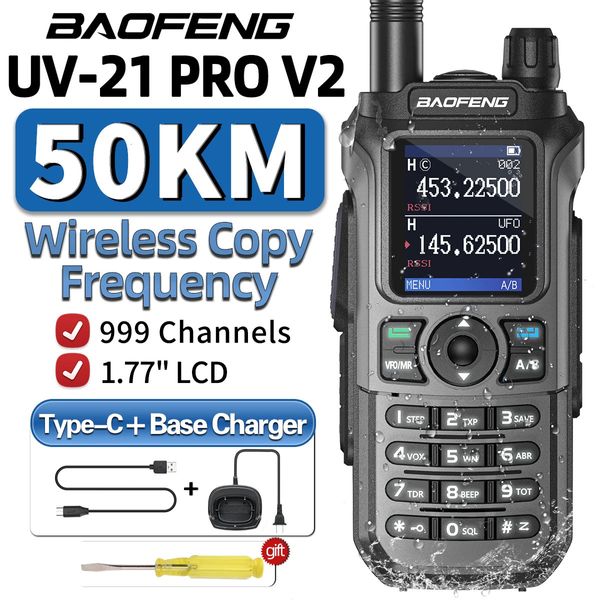 Baofeng UV21 PRO V2 talkie-walkie sans fil fréquence de copie 16 KM longue portée TYPEC Radio bidirectionnelle jambon CB UV5R UV17 240229