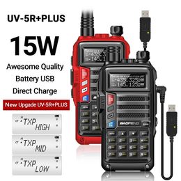 Baofeng UV5R Plus 15W UHFVHF TriPower Walkie Talkie 50 KM USB Actualización de largo alcance de UV 5R UV10R S9 Radio bidireccional 240229