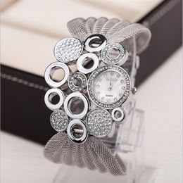BAOHE marque personnalisé mode vêtements accessoires montres en argent large maille Bracelet dames montre femmes montres-bracelets194q