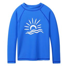 Baohulu Blue Blue à manches longues Rashguard Boys Kidwwwear Sun Shirts Upf 50 MAINTENANT GILLES SWIT RASH GARD