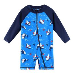 Baohulu UPF50 Cartoon Kids Swimwear Lange mouw Baby Boy Boy Boy War Toddler Swimsuit Badenpak voor jongens Girls 230504