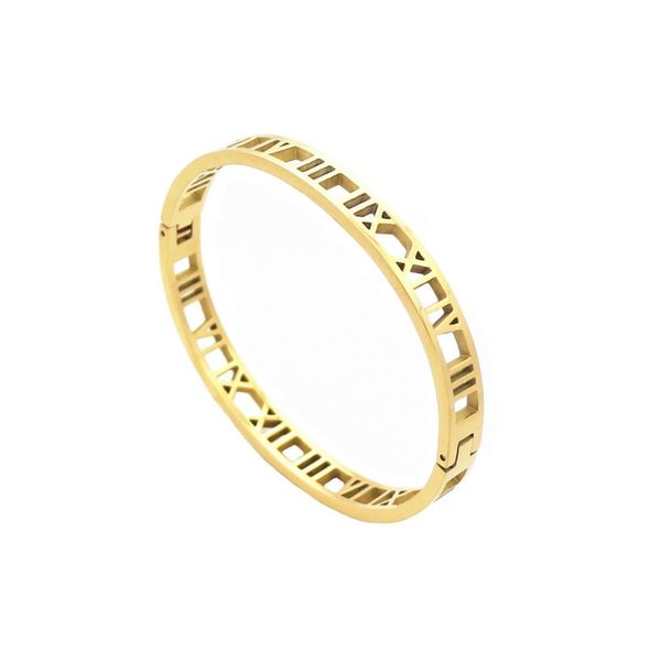 Baoliren titane acier chiffres romains bijoux or jaune bracelet creux pour les femmes T200423252B