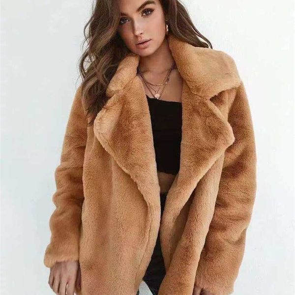 BaoMyZhuo hiver femmes veste de haute qualité fausse fourrure en peau de mouton trench-coat pour les femmes automne survêtement chaud surdimensionné en peluche manteaux 211007