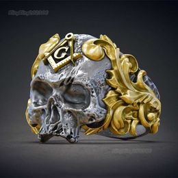 Baosheng elektronische sieraden Masonic Skull Ring Gothic mystiek glorie herenring