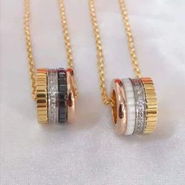 Baoshilong tandwielketting heren en dames zwart en wit keramiek vier ringen transportkralen paar kraagketting geeft geliefde vriendin vrouw sieraden verjaardagscadeau