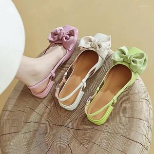 Baotou 175 sandalen buigen vrouwen schoenen zoete vierkant teen lage hakken mode elegante zomer plat comforty solide kleur chaussure femme