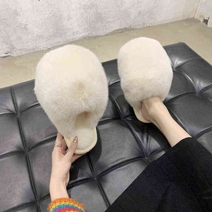 Baotou Mushroom Shoes Cute Color sólido algodón zapatillas mujeres hogar interior y exterior desgaste felpa zapatillas 2021 nuevo Y1206