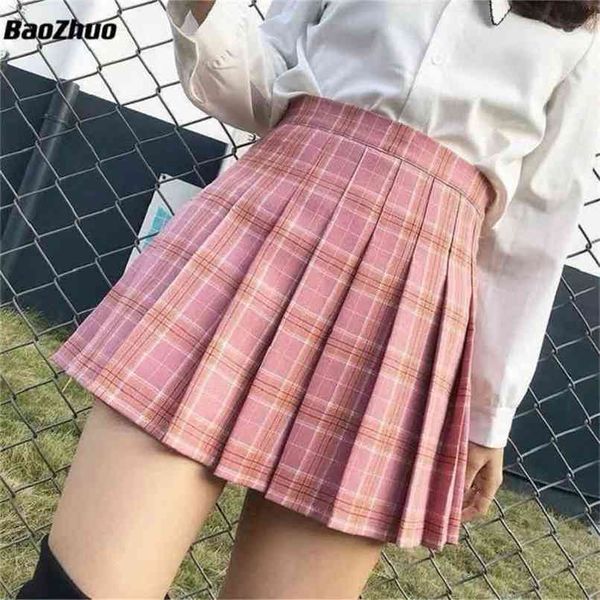 BaoZhuo Summer Femmes Jupe Taille Haute Kawaii Couture Étudiant Sexy Mignon Filles Danse Mini Costumes Plissés avec 210619