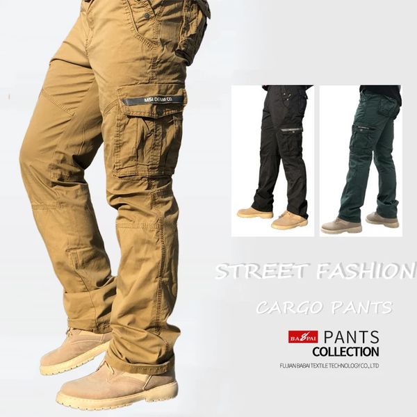 Bapai Mens Fashion Work Pantalon Outdoor Using-Resistant Mountalneering pantalon Travail vêtements de mode Pantalons de fret de la rue 240326