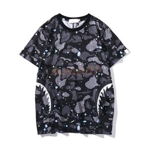 Heren T -shirt Shark Mondafdruk Korte mouwen Heren Hoogwaardige T -shirt Men Men vrouwen camouflagepatroon Hip Hop Tee