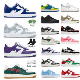 Bapedstaes 2024 Ontwerpers Casual Schoenen Zwart Wit Platform Sk8 Plate-forme Bruin Ivoor Voor Sta Lakleer Groen Heren Dames Trein Jogging Sneakers Maat Eur US 11