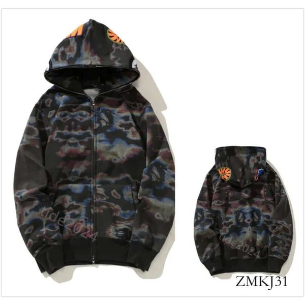 Bapes Sweat à capuche Designer Bapes Chemise Sweats à capuche Designer Shark Lumineux Femmes Sweatshirts Lettres Camo Bapesta Sweat à capuche surdimensionné en coton Zip Hood 6872