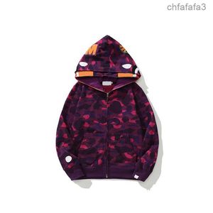 Bapes Mens Sweat à capuche Full-Zip Designer Up Ape Shark Femmes Double couche Couleur Camo Veste Bleu Sweat à capuche Pull à manches longues Xio9 2VKD