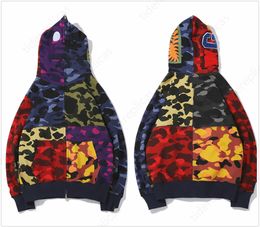 Bapes Heren Hoodies Designer Hoodie Shark Lichtgevende Dames Sweatshirts Bapesta Letters Camo Hoody Oversized Katoenen Rits Truien Hoodys Geborduurd Vest 4305