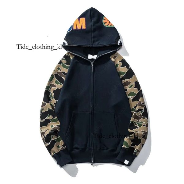 BAPESSTA Designer de haute qualité de luxe de luxe Hommes à capuche full hoodies de requin complet camouflage noire