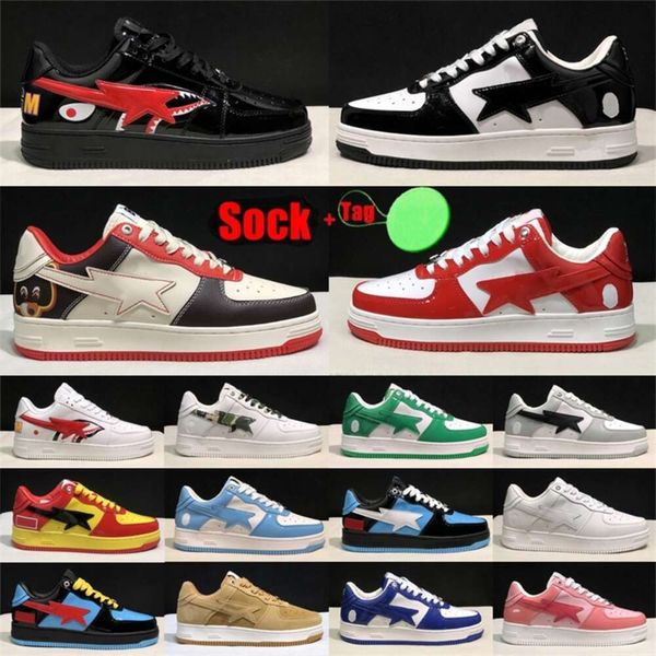 Bapestan Chaussures Casual Hommes Femmes Plateforme Basse Sta SK8 Panda Shark Noir Camo Bule Gris Noir Beige Daim Sports Star Baskets Baskets En Plein Air Taille 36-45