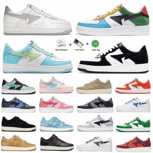 Bapestas Sk8 Sta Hommes Chaussures De Course Jjjjound Pastel Rose En Cuir Verni Camo Combo Vert Noir Blanc Daim Tokyo Talon En Daim Beige Hommes Femmes Baskets Baskets De Sport