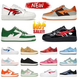 Bapestas Sta Low Casual Shoes hombres mujeres zapatillas Nigo Designer Bathing Apes Shark White Black Grey Black White Leather Camo Blue Pink Suede moda zapatillas de deporte para mujer