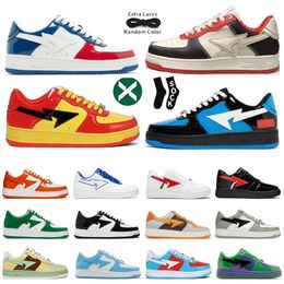 Bapestas Sta Sneakers M2 Designer Casual Chaussures Baskets basses en cuir Noir Shark Face Apes Monkey Shape Camo Rose SK8 Plate-forme Taille 36-45