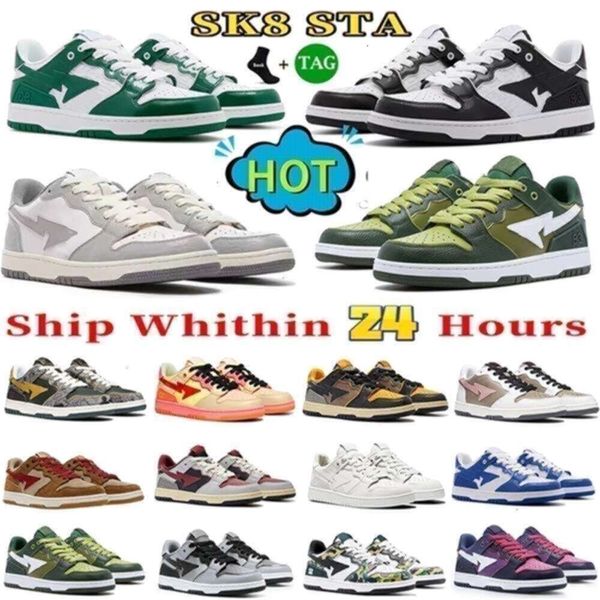 Bapestass Sk8 Zapatos para mujer Sta Low Court Nigo a Swimming Apes Zapato de plataforma para hombre Gris claro Crema Beige Triple Blanco Plata Marfil Zapatillas de deporte para hombre