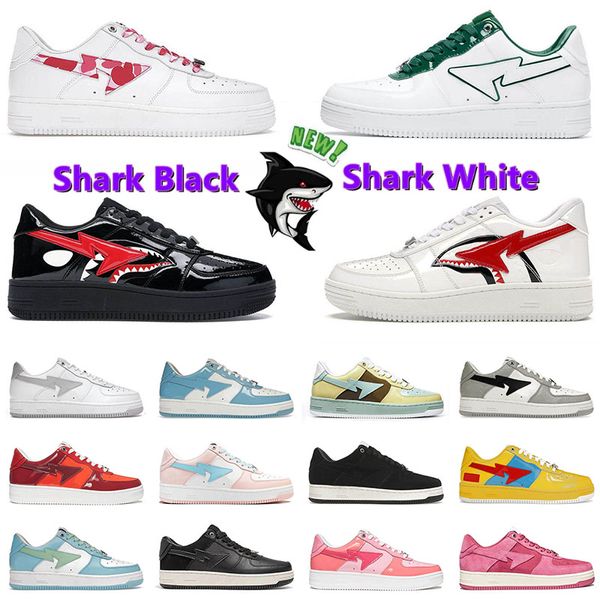 Bapests chaussures de sport basses bapests hommes femmes Black Shark Noir blanc vert Patent Camo Combo Rose rouge Orange chaussures basses baskets de sport