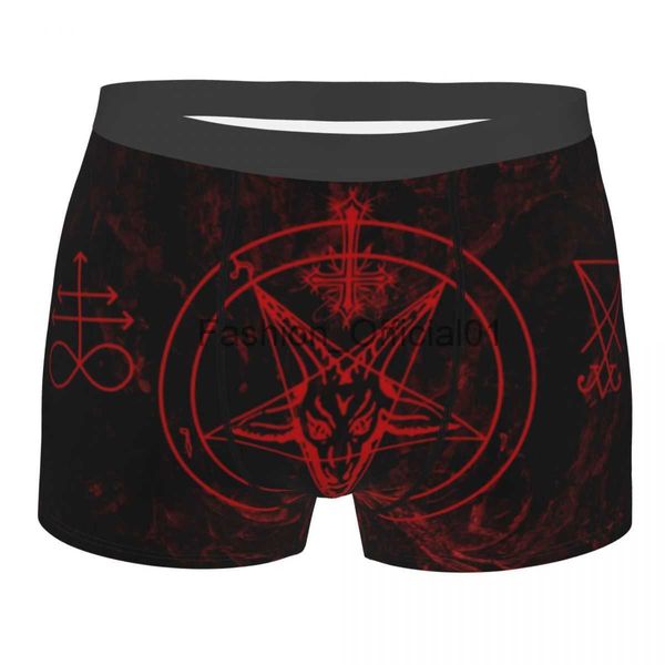Baphomet Leviathan Cross Boxer Shorts Hommes 3D Imprimé Mâle Doux Diable Satanique Sous-Vêtements Culottes Slips x0825