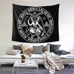 Baphomet Satanische kruisen met hagel Satan Tapestry Muur Opknoping Tafelkleed Satanische Lucifer Devil Tapestries Polyester Beach Mat 210609