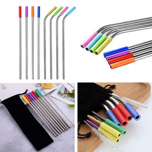 Bar Accessories Teeth Shockproof Straw Silicone Sleeve Stainless Steel Straw reusable 6mm Straw Sleeve Protector Accessories