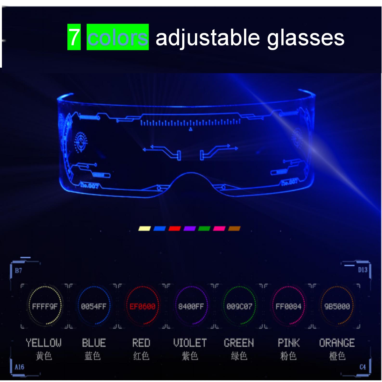 Gafas de baile de bar con luces de 7 colores, puedes cambiar arbitrariamente las gafas luminosas LED coloridas y frescas, gafas chinas