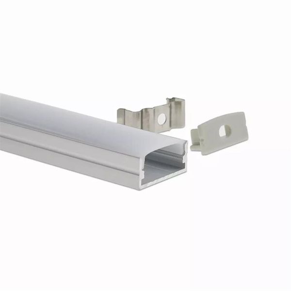 Carcasa de luz de barra perfil LED de aluminio en forma de U con iluminación de cubierta lechosa para decoración interior de tira 2482