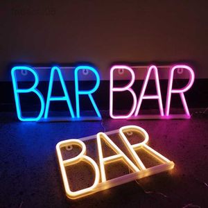 BAR Sign Light LED Letter Neon Lamp Tube Bar KTV Snack Shop Christmas Wall Hang Decor Accessories Supplies HKD230706