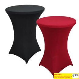 Bar Table Cover Lycra Spandex Cocktail Table Doek Elastische bistro tafel Linnengoed Stretch voor hotelfeestje Wedding Decoratie