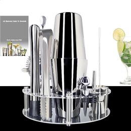 Outils de bar 1-12 pièces Martini 600/750 ml Boston Cocktail Shaker ensemble d'outils de bar Kit de barman en acier inoxydable avec support recette de boisson 231214