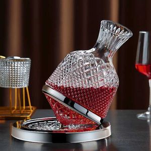 Outils de bar 1,5 L Refroidisseur de vin en verre de cristal élégant 360 Agitateur à vin rotatif Agitateur à vin Home Bar Décorations de luxe créatives 240322
