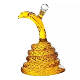 Outils de bar 1000 ml de vil floute en forme de serpent en forme de whisky transparent bouteille de borosilicate haute douze zodiaque animal bouteille de vin crafée de bouteille de crafeur 240426