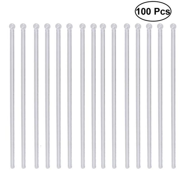 Bar Outils 100 Pcs Transparent Cocktail Boisson Muddler Tête Ronde En Plastique Remuer Louche Agitateur Swizzle Bâton Mélange 230612