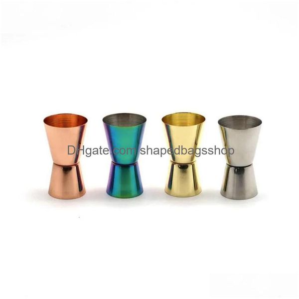 Herramientas de barra 15/30 ml Coctelera de acero inoxidable Taza de medida Taza dual S Bebida Espíritu Jigger Vino Pourer Bartender Bar Herramienta de cocina Drop D Dhnb4