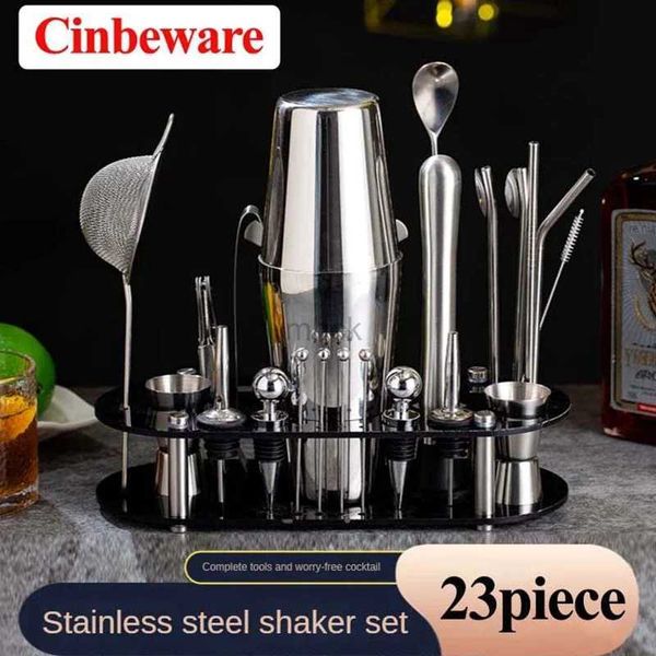 Outils de bar 23 pièces Kit de barman professionnel complet complexe en acier inoxydable Shaker Set Bar Accessoires Barres Home Kit Bartender Tools 240322