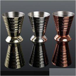 Bar Tools 304 Magic Measure Cup Tools met 3 soorten afgestudeerd glazen roestvrijstalen ounces meten flessenbalk creatieve wijnschaal dhakq