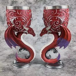 Outils de bar Sculpture 3D tridimensionnelle, verres à pied, tasse de Couple rétro médiéval en résine, vin rouge