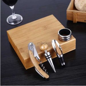 Outils de bar 4pcs outils de vin premium ouvre-bouteille automatique tire-bouchon bambou coffrets cadeaux d'affaires pour accessoires de vin 240322