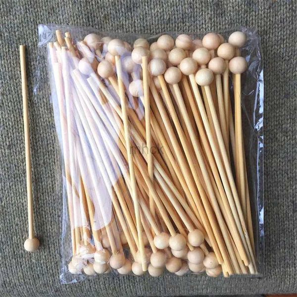 Herramientas de barra 500 piezas de palos de madera para Rock Candy Wood Stir Stick con bola Cupcake Swizzle Sticks Agitador de bebidas para decoración de fiestas 240322