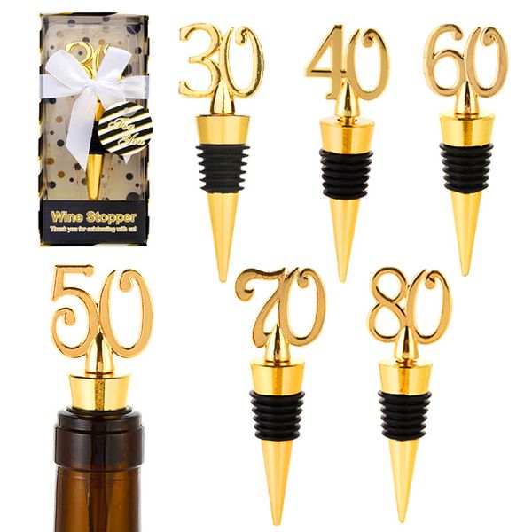 Outils de bar 50th Wine Stopper Birthday Party Gift 60th 70th Golden Wedding Anniversary Bottle Stoppers Souvenirs Decor Kitchen Tool OP SMTK8