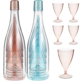 Outils de bar 5pcs empilables coupes de champagne ensemble de verres à vin en plastique réutilisables tasse d'eau transparente pour les accessoires d'anniversaire de mariage de fête 231018
