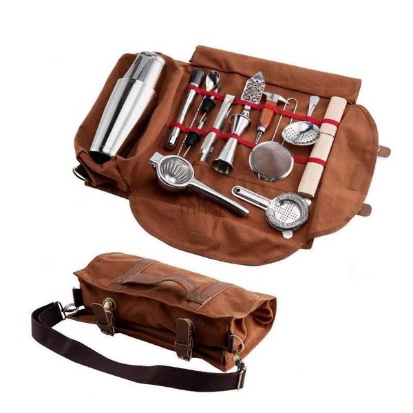 Bar Tools Bar Bartender Bolsa de transporte Creative Bartender Canvas Toolkit Pack Bar Herramientas Coctelera Bolsa de almacenamiento Solo 240322