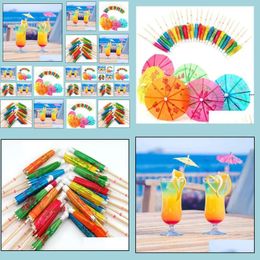 Bar Tools Bar Tools Paper Cocktail Parasols Paraplu's Drinks Picks Wedding Event Feestartikelen Vakantie Vakantie Garnnes Holders 144pcs/SE DHGU7