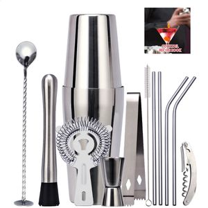 Outils de bar Kit de barman Boston Cocktail Shaker ensemble pour boissons mélangées Martini outils de bar à domicile en acier inoxydable le cadeau parfait 231109