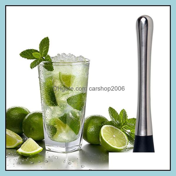 Outils de bar Barware Cuisine Salle à manger Maison Jardin En acier inoxydable Swizzle Sticks Boisson Muddler pour la pause de glace Jus de fruits Faire en gros Drop